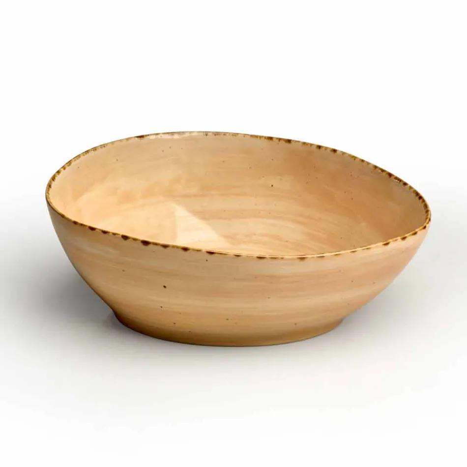 Service 12 rechthoekige en ronde gekleurde platen Modern design in steengoed - Simba Viadurini