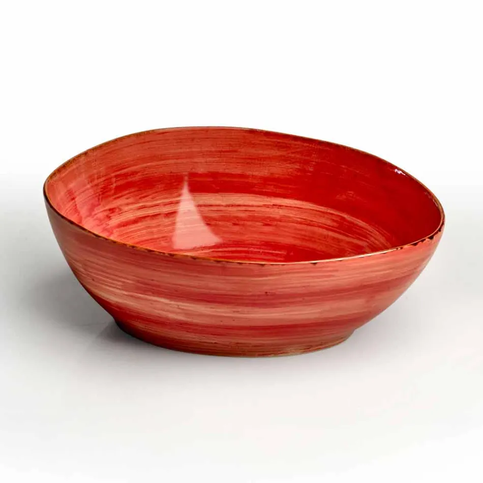 Service 12 rechthoekige en ronde gekleurde platen Modern design in steengoed - Simba Viadurini