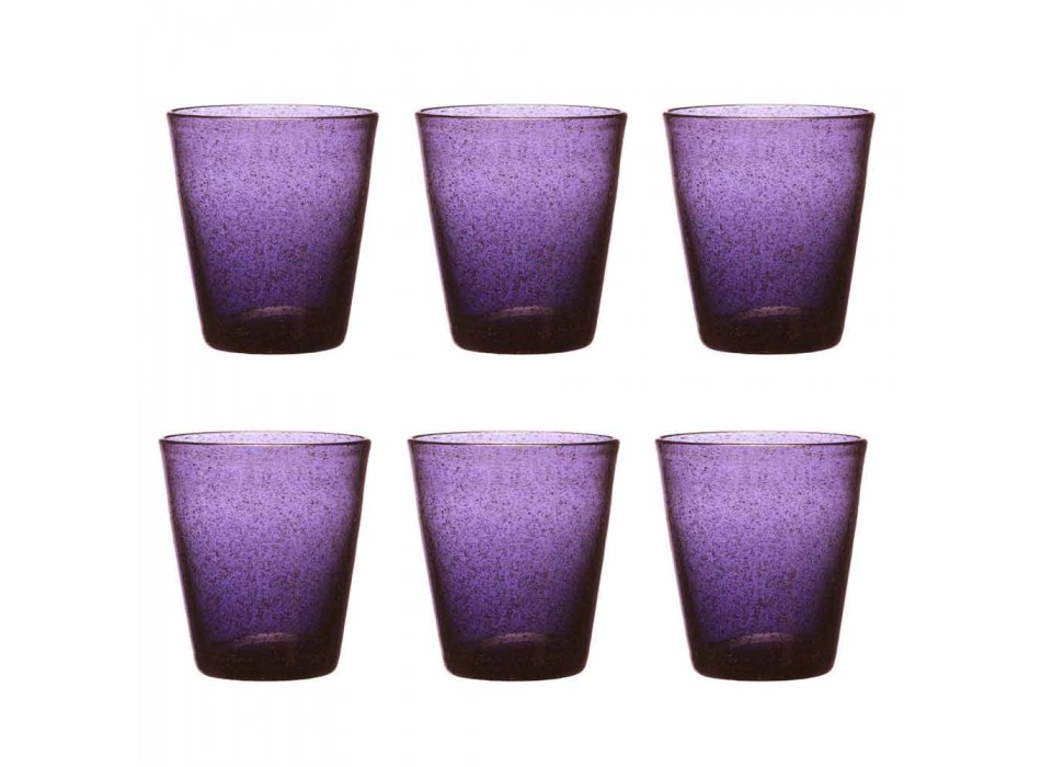 Set van 6 gekleurde geblazen glazen met een modern design - Pumba Viadurini