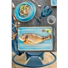 Set van 8 moderne rechthoekige designplaten en gekleurde steengoedkom - Simba Viadurini