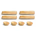 Set van 8 moderne rechthoekige designplaten en gekleurde steengoedkom - Simba Viadurini