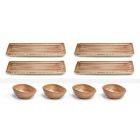 Set van 8 moderne rechthoekige designplaten en gekleurde steengoedkom - Simba Viadurini