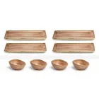 Set van 8 moderne rechthoekige designplaten en gekleurde steengoedkom - Simba Viadurini