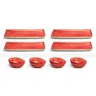 Set van 8 moderne rechthoekige designplaten en gekleurde steengoedkom - Simba Viadurini