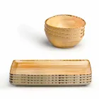 Set van 8 moderne rechthoekige designplaten en gekleurde steengoedkom - Simba Viadurini