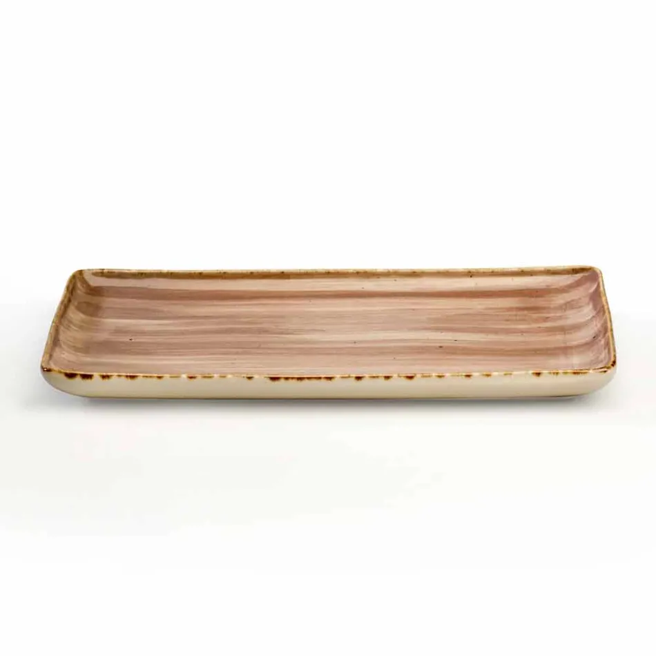 Set van 8 moderne rechthoekige designplaten en gekleurde steengoedkom - Simba Viadurini