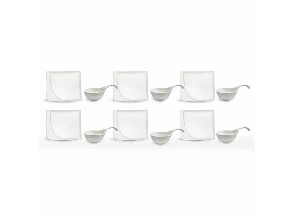 Aperitiefservies 12-delige moderne witte porseleinen designborden - Nalah