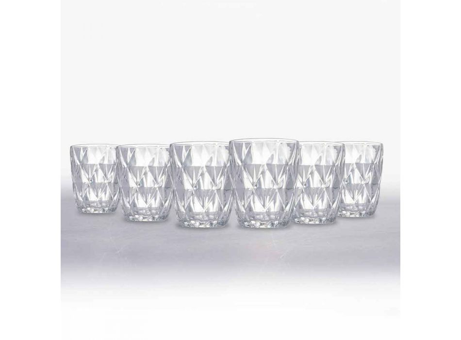 Set van 12 stuks waterglazen van transparant glas - Renaissance Viadurini