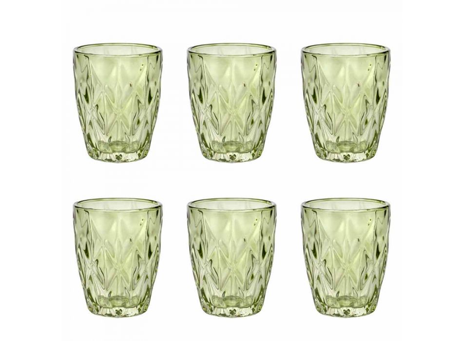 Gekleurde glazen waterglazen set 6-delig modern ontwerp - Timon Viadurini