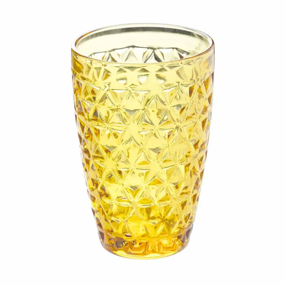 Modern glazen drinkgerei in gedecoreerd glas 12-delig - Mix Viadurini