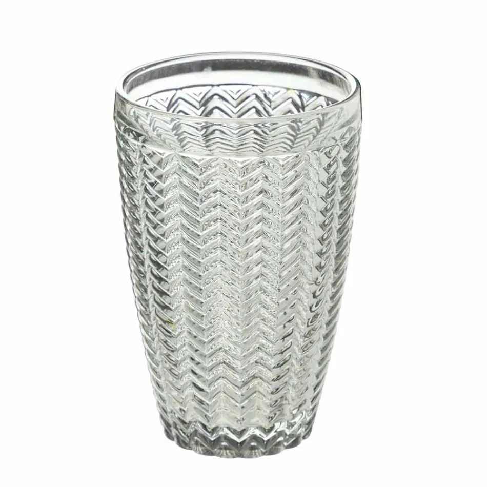 Modern glazen drinkgerei in gedecoreerd glas 12-delig - Mix Viadurini