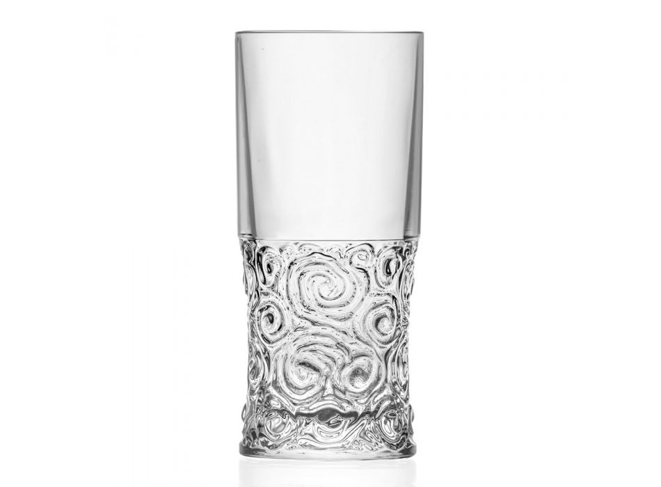 Highball Glazen Servies in Eco Crystal Audace Decoratie 12 Stuks - Ritmo Viadurini