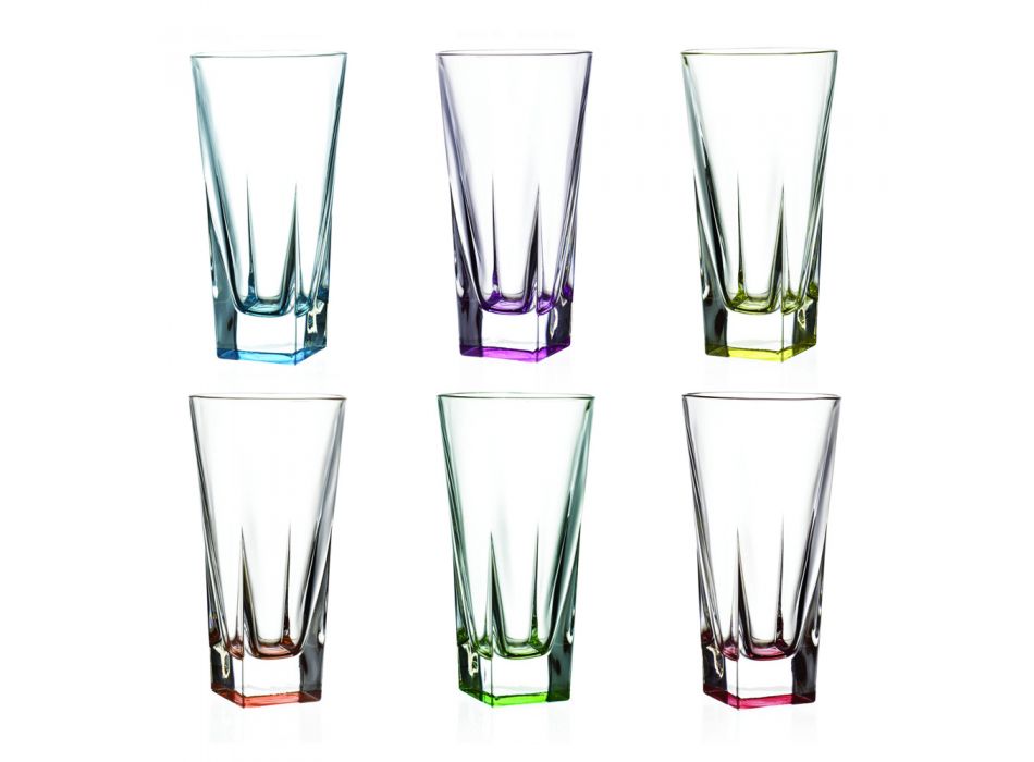 Hoge Tumbler Crystal Eco Gekleurde Glazen Servies 12 Stuks - Amalgaam Viadurini