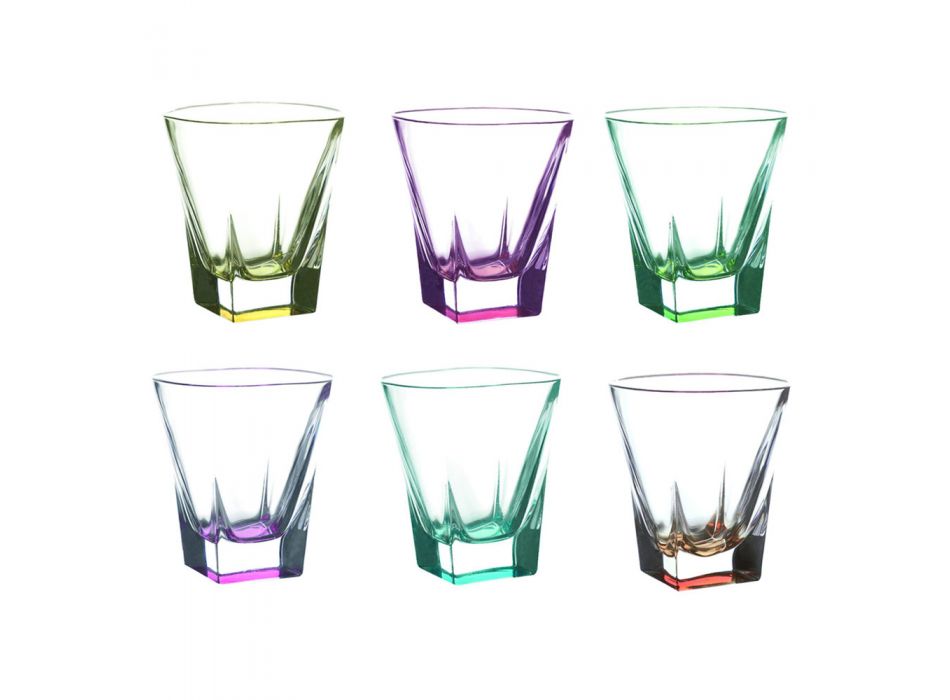 12 stuks Eco Gekleurde Kristallen Likeurglazen Service - Amalgaam Viadurini