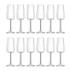 Italiaanse Minimal Eco Crystal Flute Goblet Set 12-delig - Primordio Viadurini