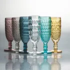 Fluitbekerset in gekleurd glas en verschillende decoraties 12-delig - Mix Viadurini