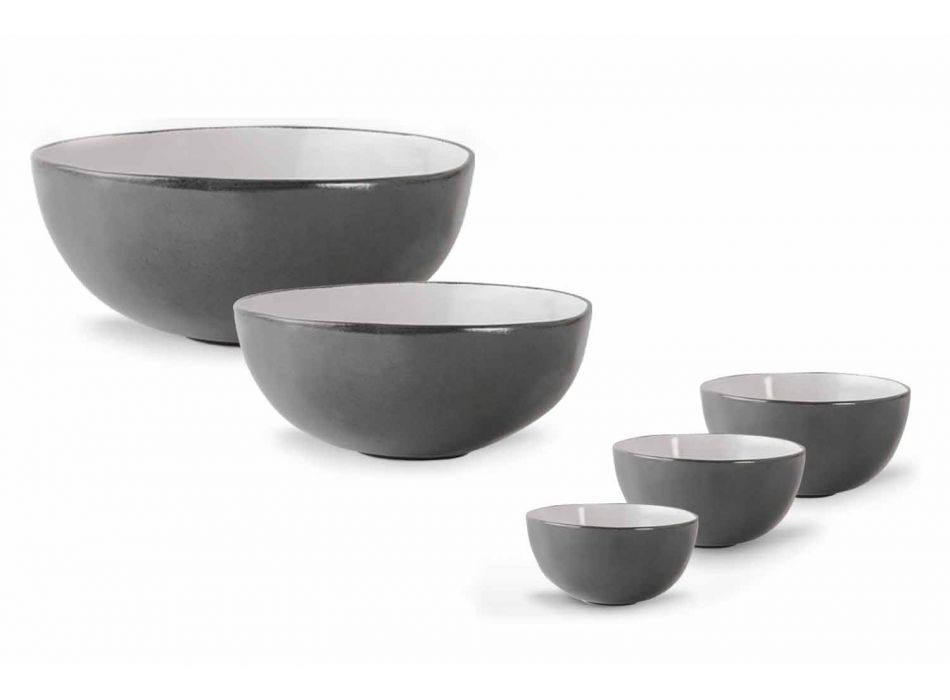 Bowls Servicekommen in antraciet of bruin steengoed ontwerp 26-delig - Diletta Viadurini