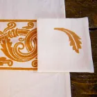 Italiaanse ambachtelijke ontbijtservice handafdruk op oude stoffen - merken Viadurini