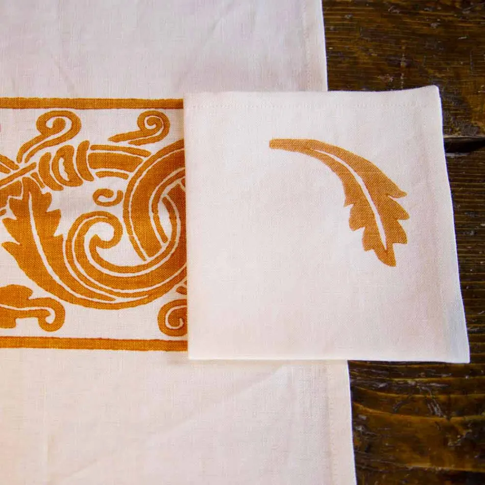 Italiaanse ambachtelijke ontbijtservice handafdruk op oude stoffen - merken Viadurini