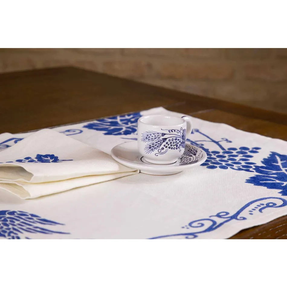 Italiaanse ambachtelijke ontbijtservice handafdruk op oude stoffen - merken Viadurini