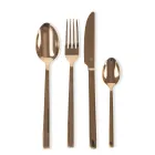 Complete bestekset in zwart staal of koper design 24 delig - Fayette Viadurini