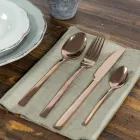 Complete bestekset in zwart staal of koper design 24 delig - Fayette Viadurini