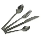 Complete bestekset in zwart staal of koper design 24 delig - Fayette Viadurini