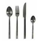 Complete bestekset in zwart staal of koper design 24 delig - Fayette Viadurini