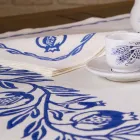 Linnen Ontbijtservice met handgemaakt enkel stuk - Merken Viadurini