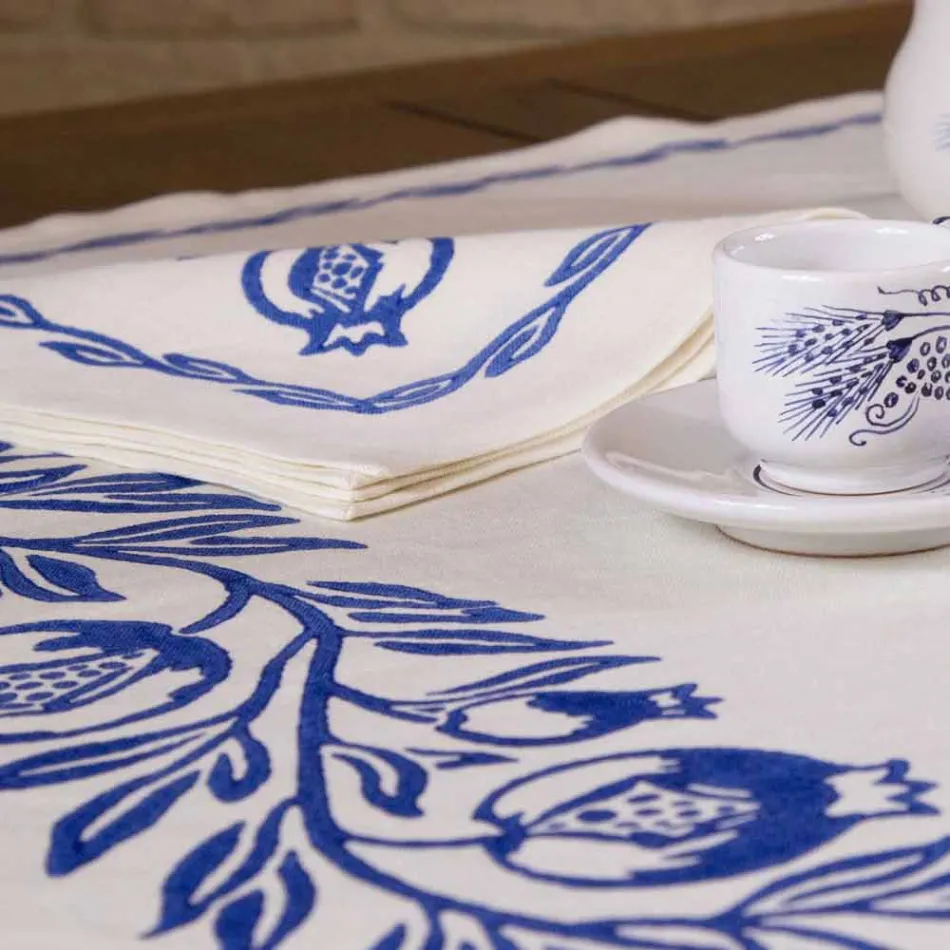 Linnen Ontbijtservice met handgemaakt enkel stuk - Merken Viadurini