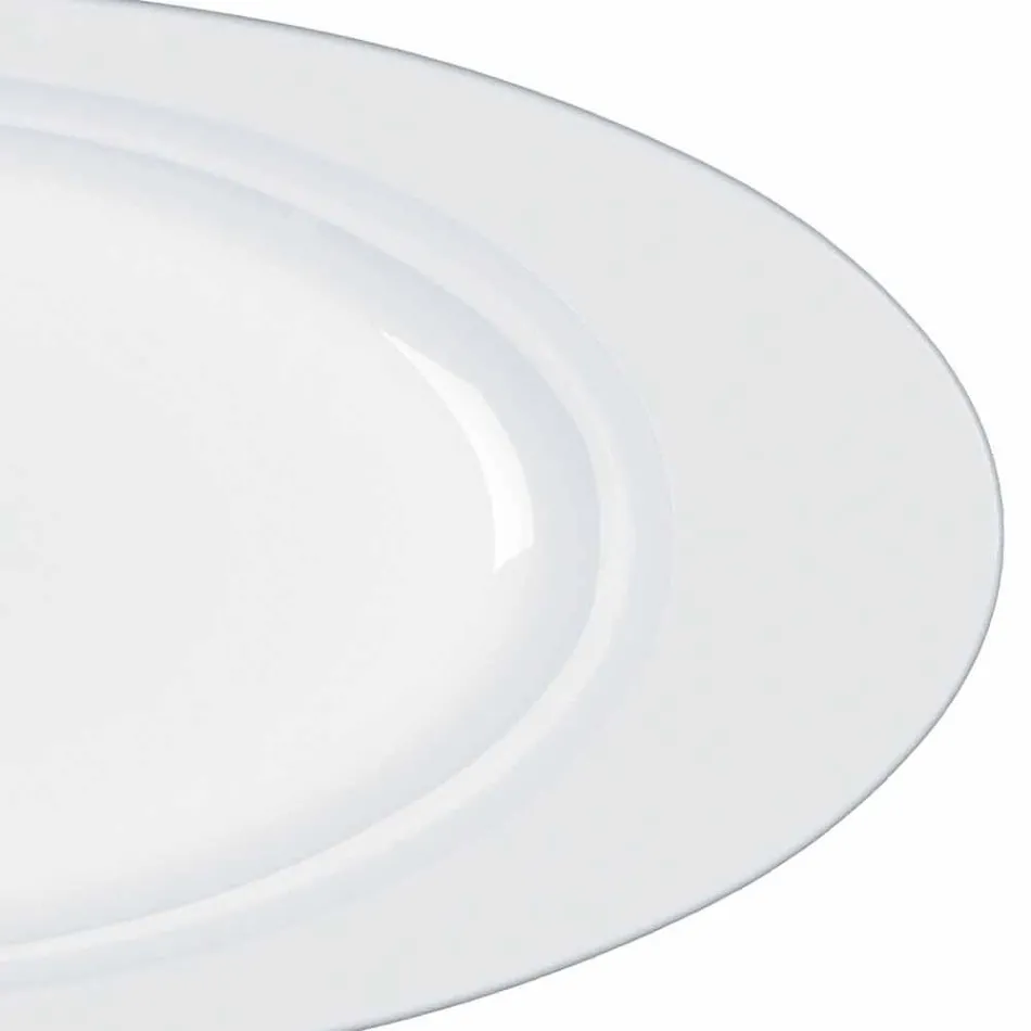 Modern Wit Porselein Ovaal Design Serveerset 2 Stuks - Telescoop Viadurini