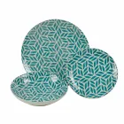 Compleet tafelservies in gekleurd porselein 18 stuks - Indonesië Viadurini