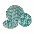 Compleet tafelservies in gekleurd porselein 18 stuks - Indonesië Viadurini