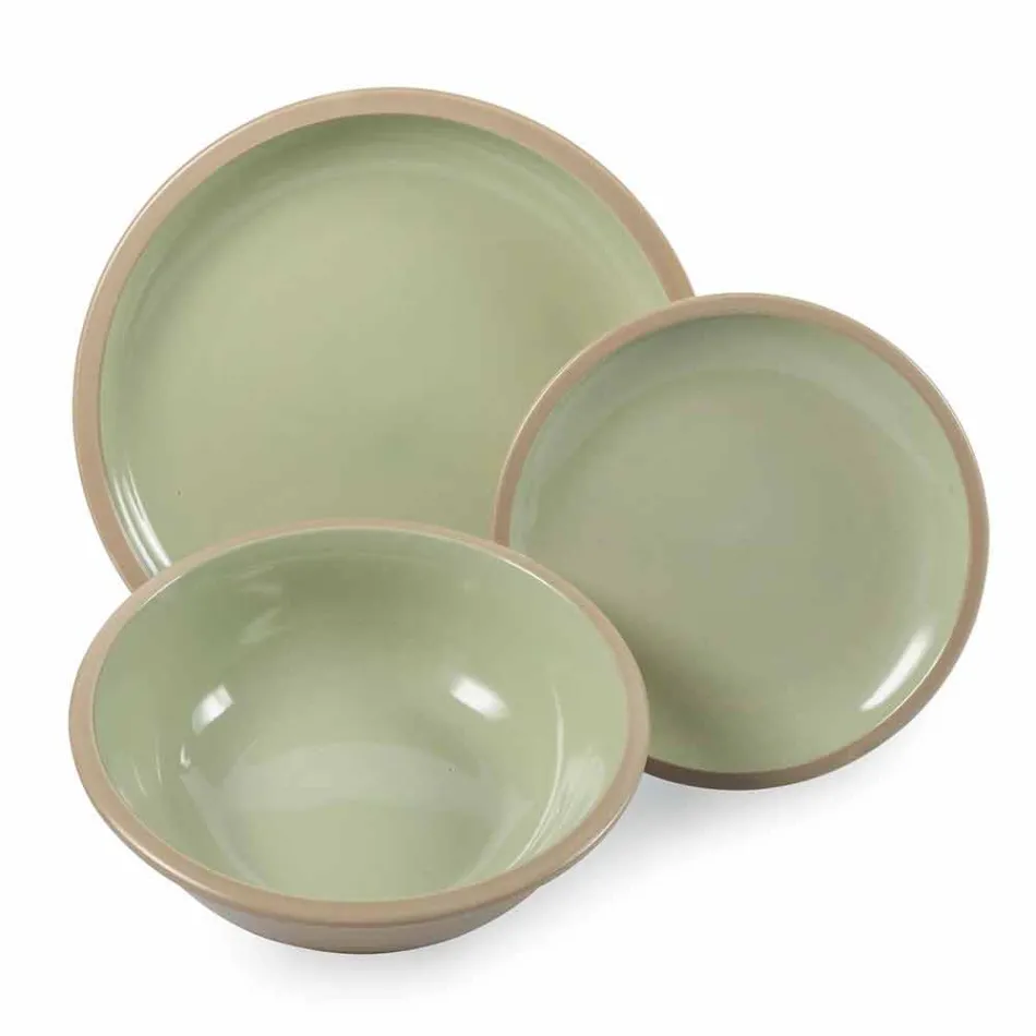 Serviesje Gekleurde Borden Vol 18 Stuks Design - Osteria Viadurini