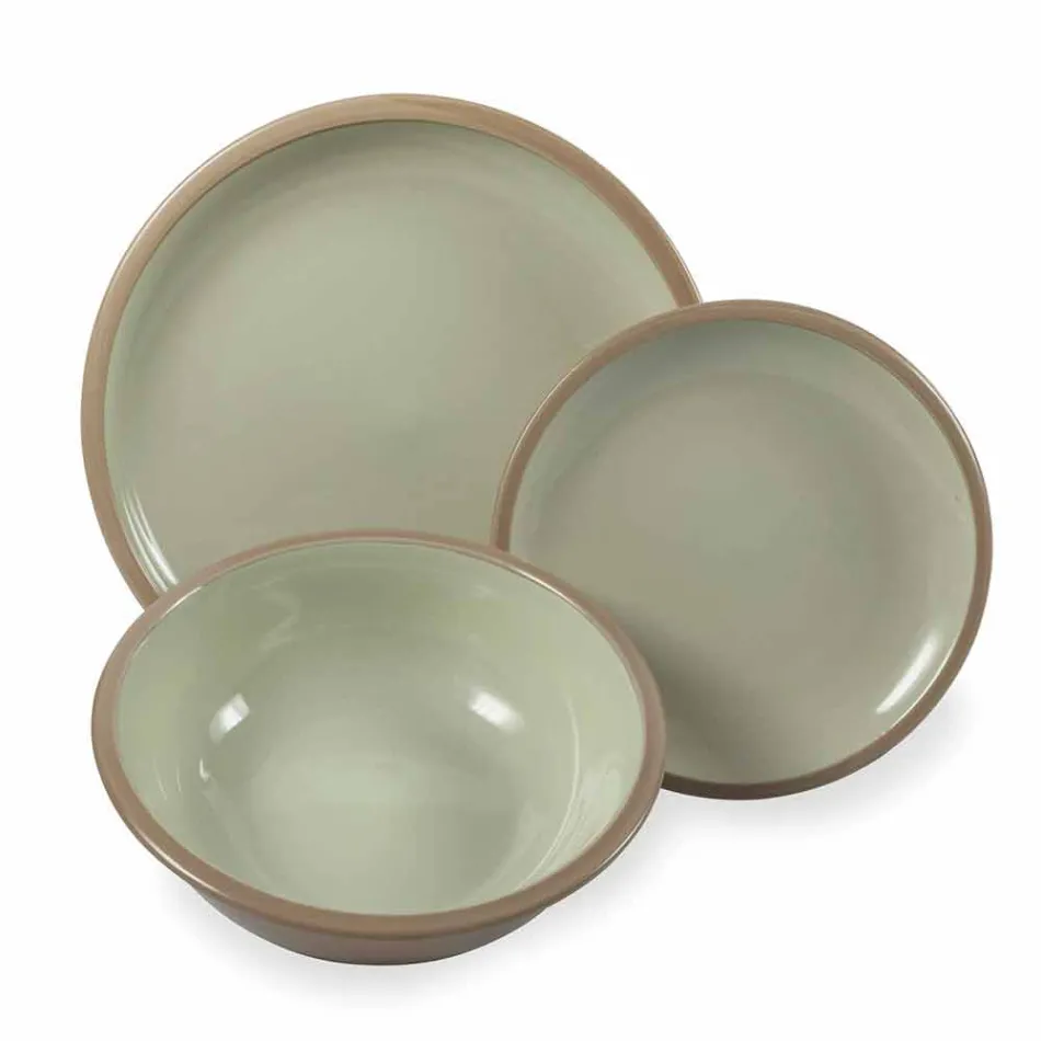 Serviesje Gekleurde Borden Vol 18 Stuks Design - Osteria Viadurini