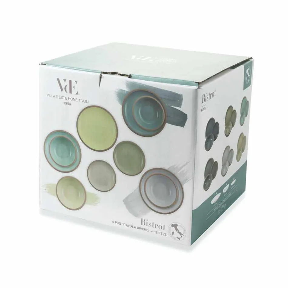 Serviesje Gekleurde Borden Vol 18 Stuks Design - Osteria Viadurini