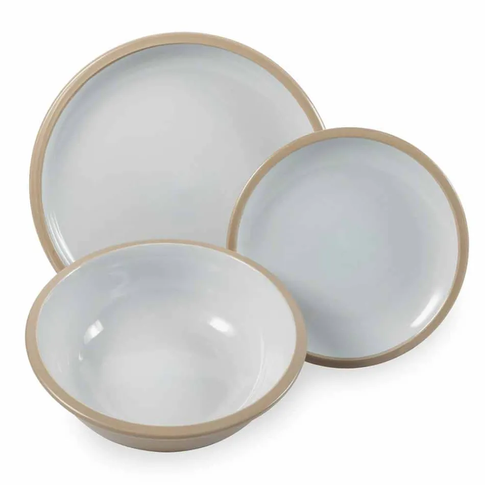 Serviesje Gekleurde Borden Vol 18 Stuks Design - Osteria Viadurini