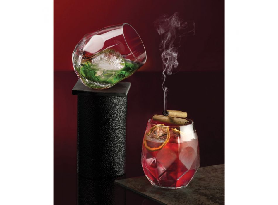Gedecoreerde Ecologische Kristallen Glazen Servies 12 Stuks - Bromeo Viadurini