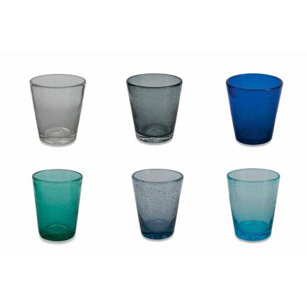 Set van 6 gekleurde geblazen glazen van Abruzzo - Water Viadurini
