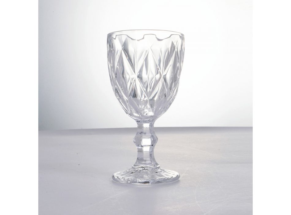 Transparante glazen bekerset met 12-delige decoraties - Renaissance Viadurini