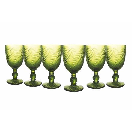 Set bekers in transparant of groen glas met decoratie 12-delig - Tropeo Viadurini
