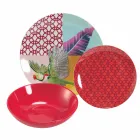 Servies van 18-delig gekleurd design porselein en gres - Tropycale Viadurini