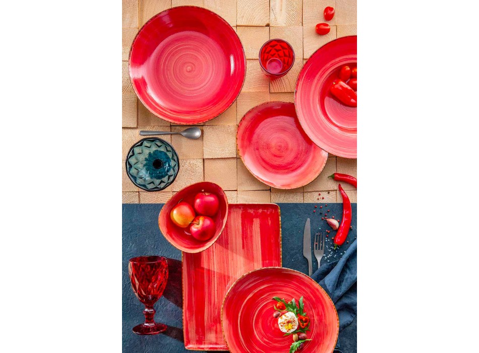 Set van 16 moderne design gerechten in elegant gekleurd steengoed - Simba Viadurini