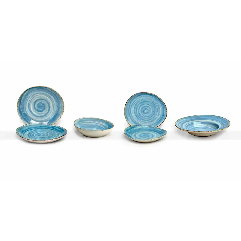 Set van 16 moderne design gerechten in elegant gekleurd steengoed - Simba Viadurini