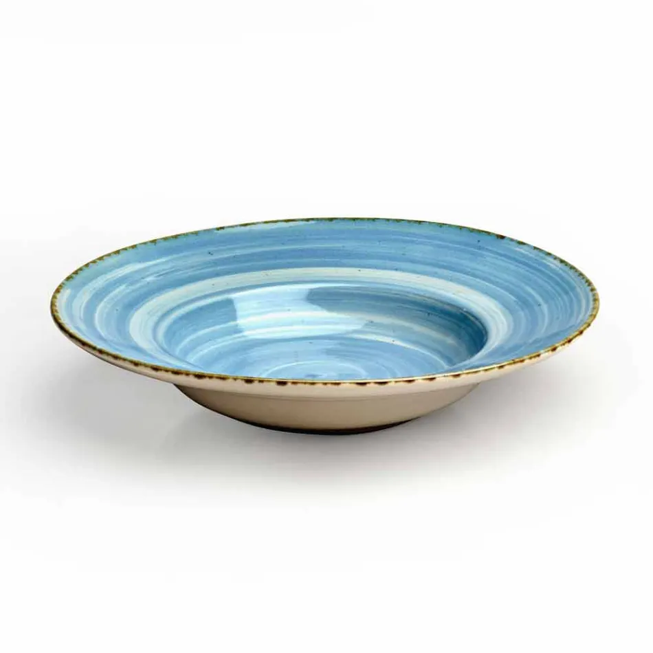 Set van 16 moderne design gerechten in elegant gekleurd steengoed - Simba Viadurini