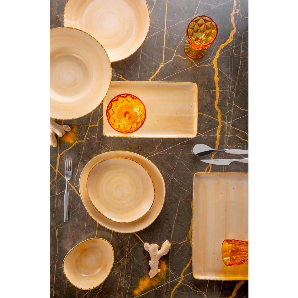 Set van 20 Modern Gekleurde Borden Elegant Design Steengoed - Simba Viadurini