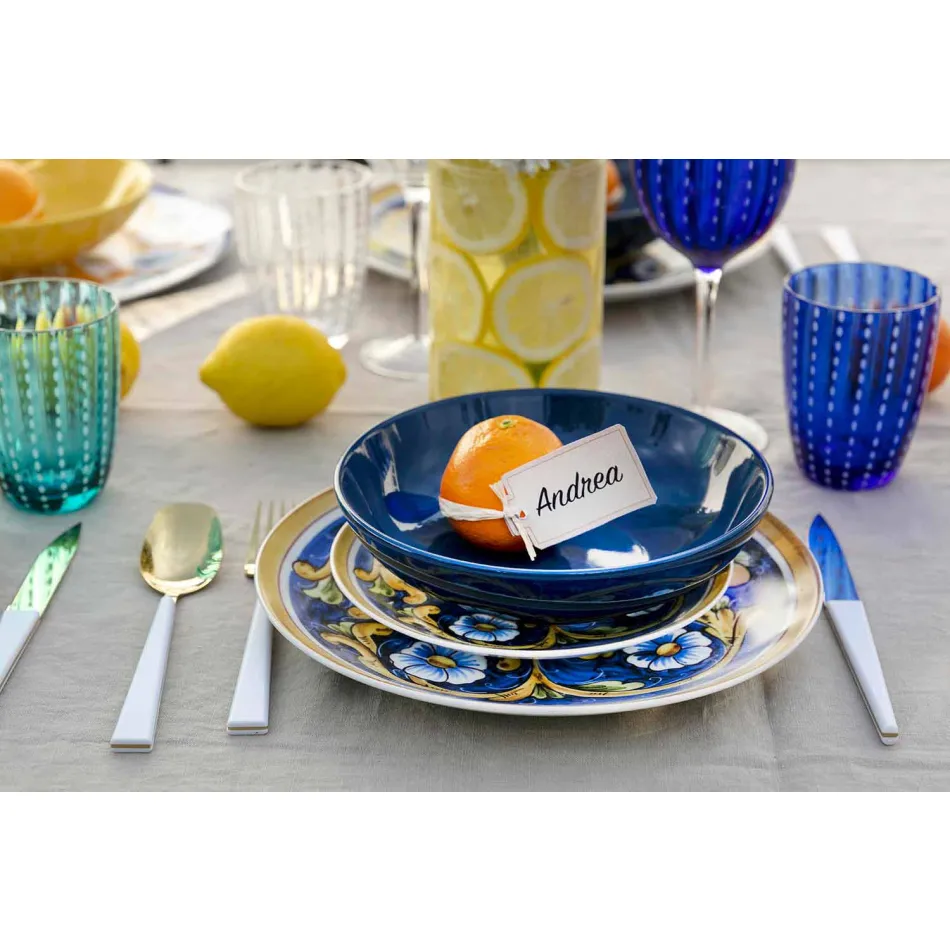 Servies Gekleurde en Moderne Gerechten Servies Complete Set 18 Stuks - Cefalu Viadurini