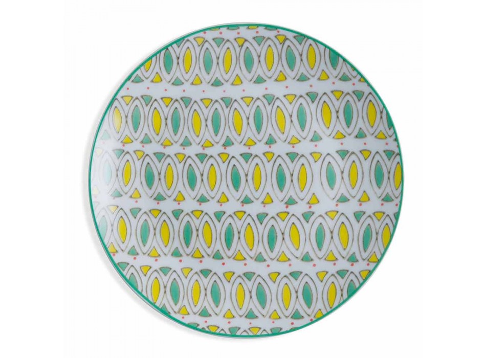 Set moderne etnische gekleurde borden in porselein en aardewerk 18 stuks - Istanbul Viadurini