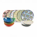 Set moderne etnische gekleurde borden in porselein en aardewerk 18 stuks - Istanbul