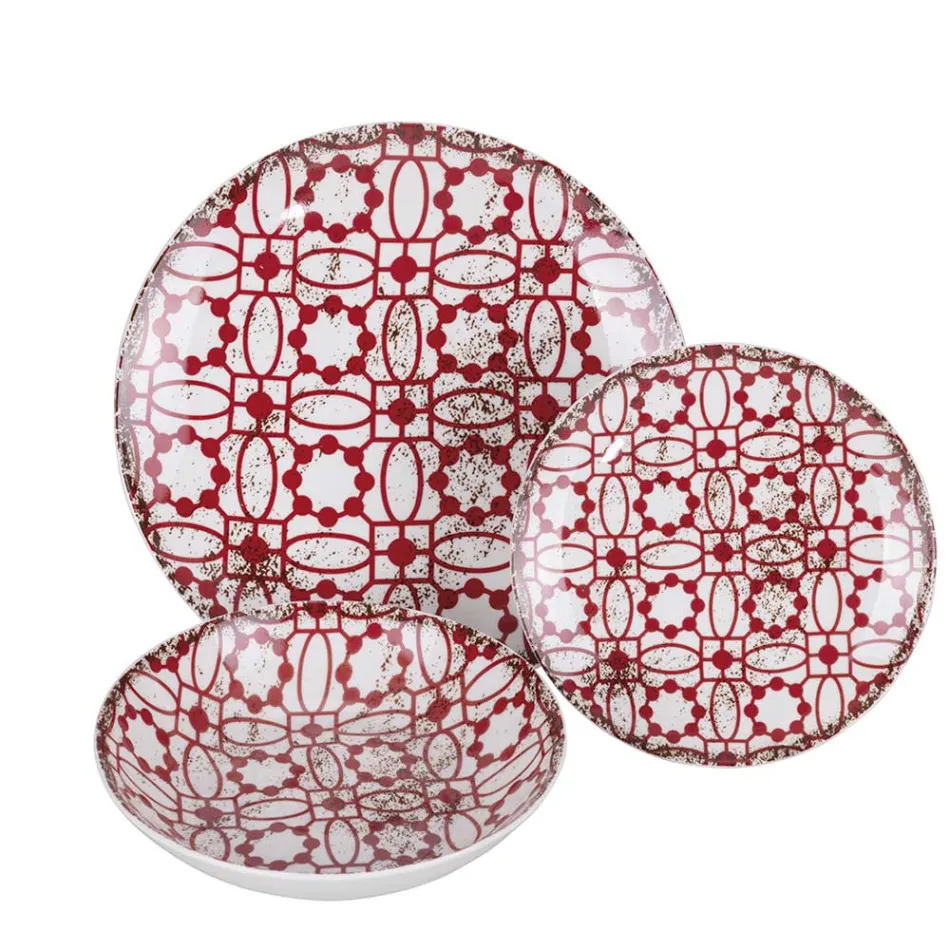 18-delig porseleinen servies in 2 verschillende afwerkingen - Jamais Viadurini